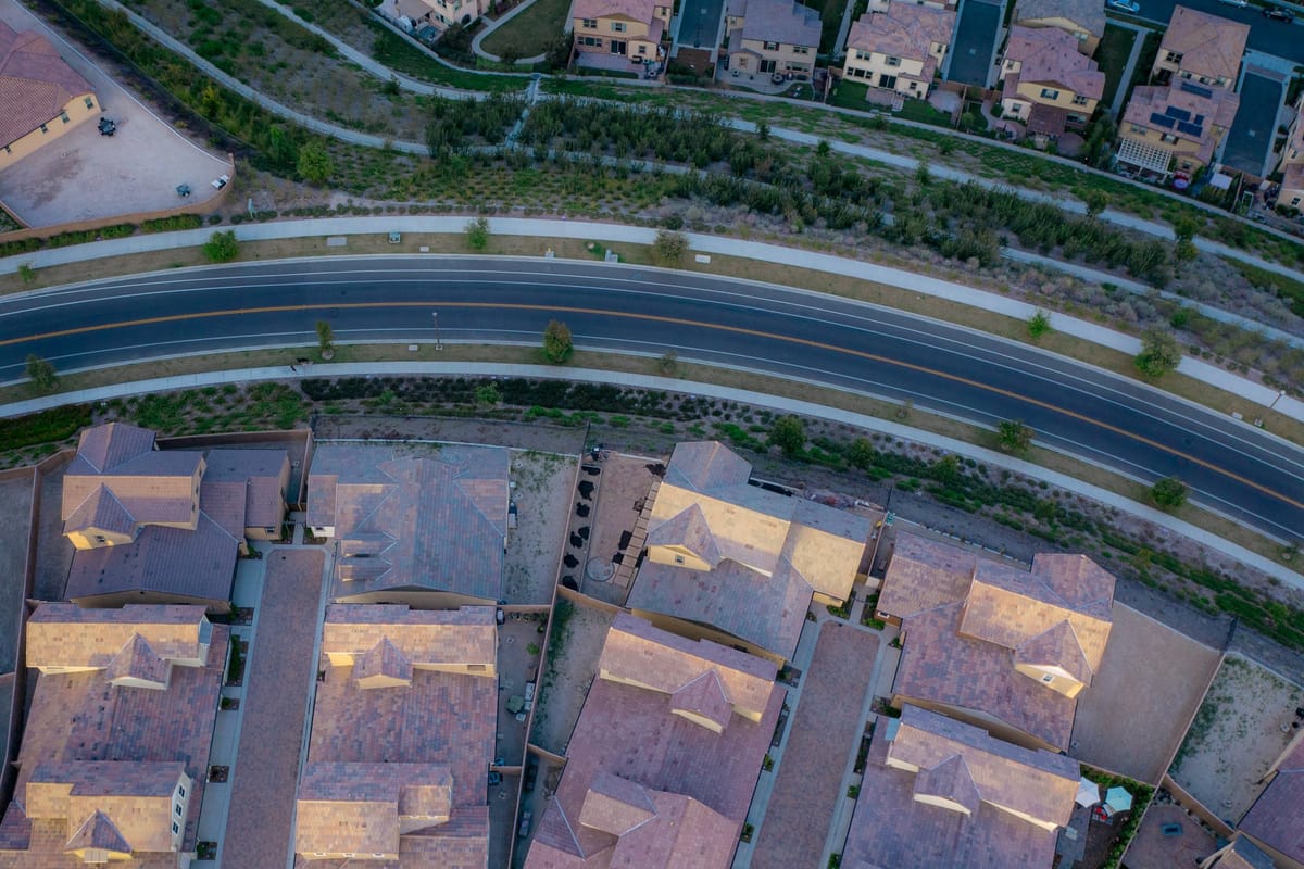 Top view of a neighborhood